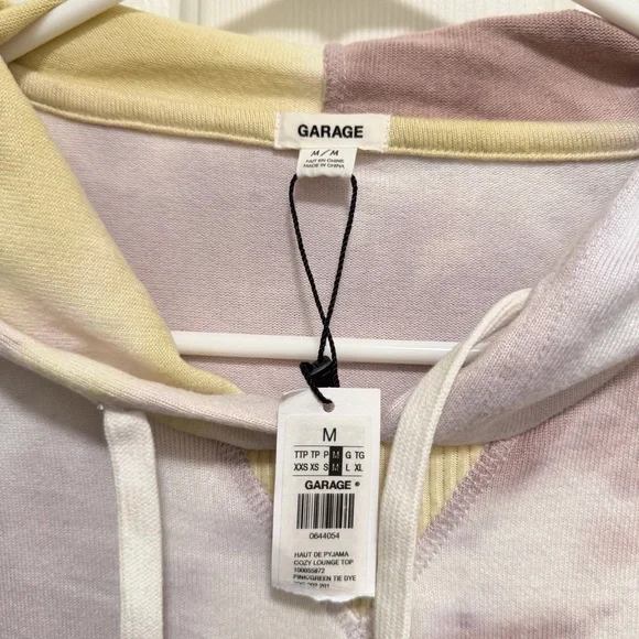 Garage Cozy Lounge Long Sleeve Crop Tie Dye Hoodie Sweatshirt Size Medium - Picture 3 of 5